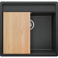 UNTERBAUSPÜLE GRANIT Bergen, 2-er set Anthrazit 56/53 cm 1 Becken + Ablauf-Set + Schneidebrett ab 60er Unterschrank - Chromfarben/Anthrazit, Kunststoff (56/20/53cm) - Primagran