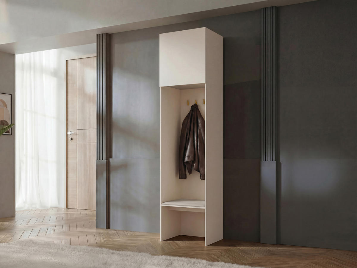 GARDEROBE MIT SITZBANK Soreno 58 L-R - Beige, Holzwerkstoff/Kunststoff (58/237/47cm) - MIRJAN24