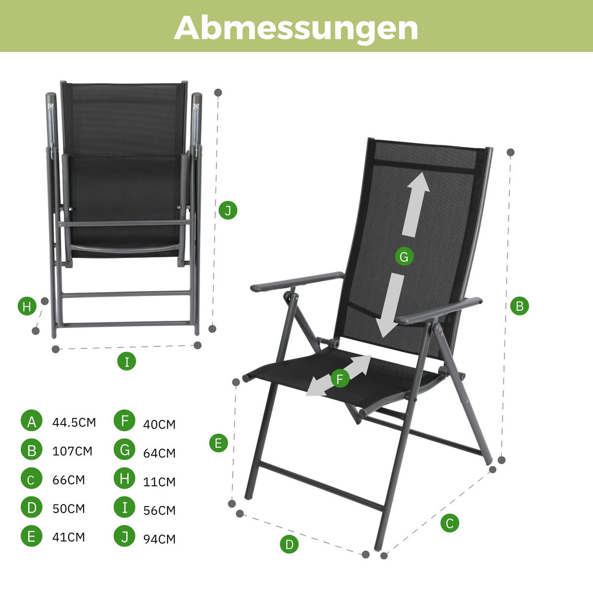 GARTENSTUHL ARUBA, faltbar, 4er Set - Anthrazit, Metall (57/106/68cm) - Albatros