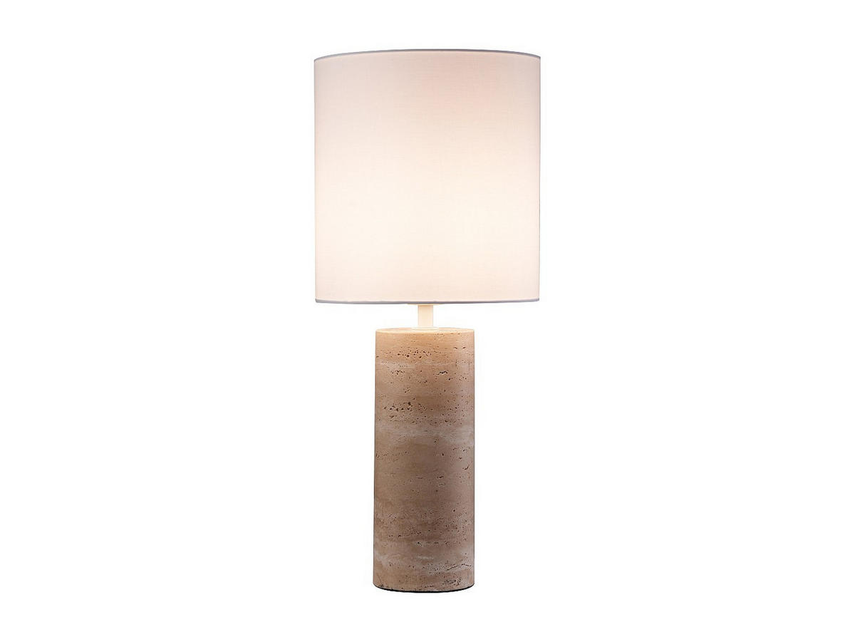 TISCHLAMPE - 25 cm x 25 cm - stein - naturfarben hell, weiß Zapana - Naturfarben/Weiß, Stein (25/25/58cm) - Vente-Unique