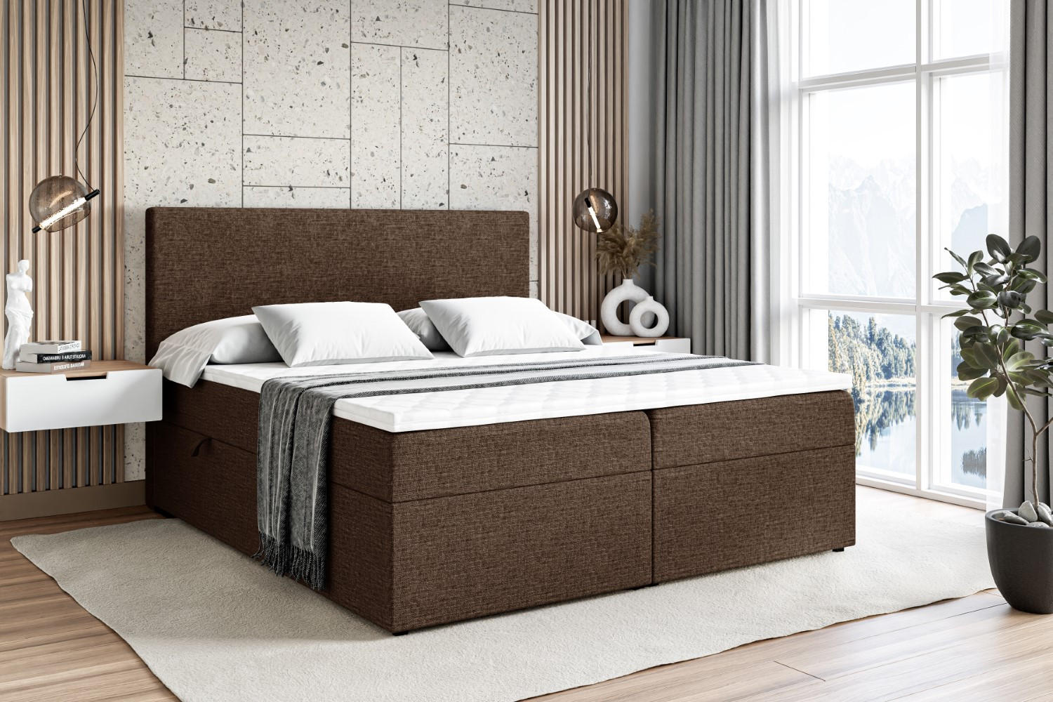 BOXBETT mit H3-Matratze und Lattenrost - LUKI - 140x200 Braun - Braun, Holzwerkstoff (140/200cm) - ALTDECOR