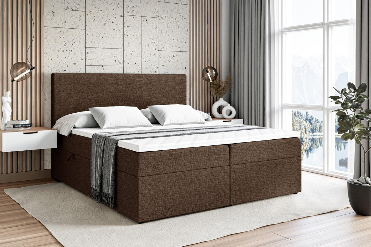 BOXBETT mit H3-Matratze und Lattenrost - LUKI - 140x200 Braun - Braun, Holzwerkstoff (140/200cm) - ALTDECOR
