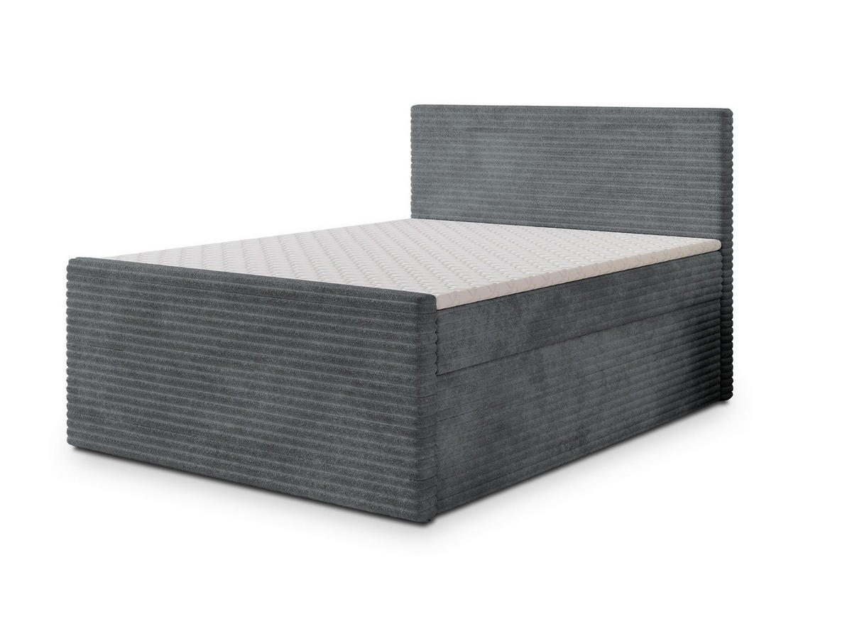 BOXBETT NOLEN 140x200 cm mit Matratze und Topper - Graphitfarben - Graphitfarben, Holz (140/200cm) - MASSENO