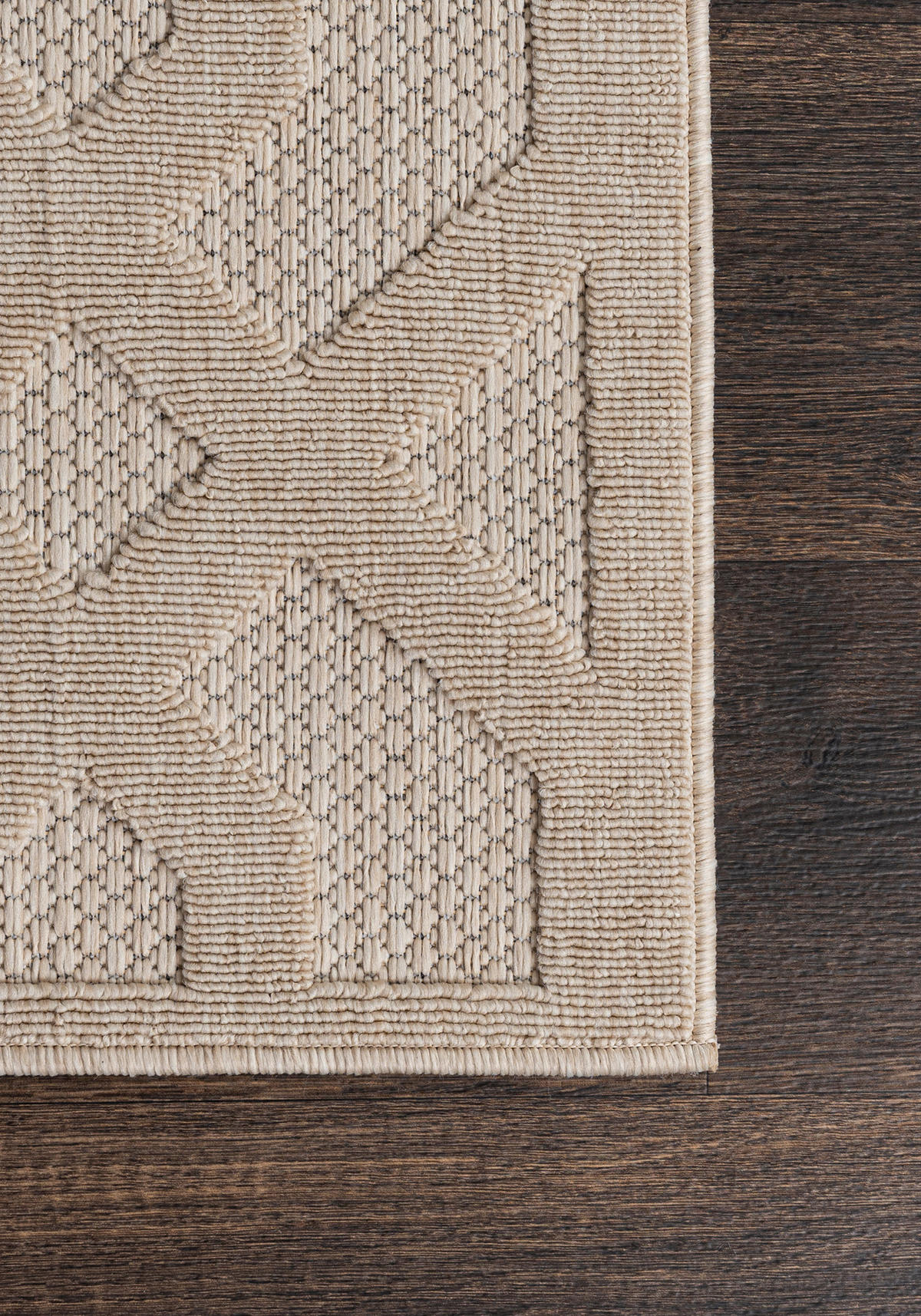 TEPPICH Beige In-Outdoor Geometrisch - Kurzflor Rechteckig - 80 x 200 cm - Sandfarben/Beige, Textil (80/200cm) - Mazovia