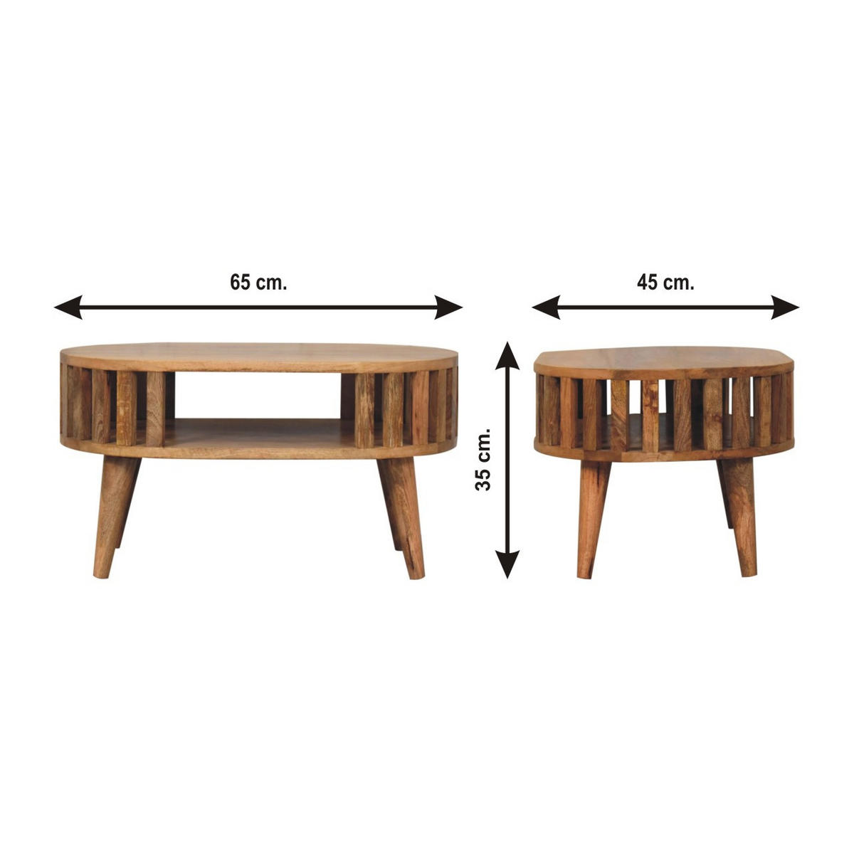 KAFFETISCH Ariella mit Eichen-Finish - Beige/Messingfarben, Holz/Metall (45/65/35cm) - Artisan Furniture