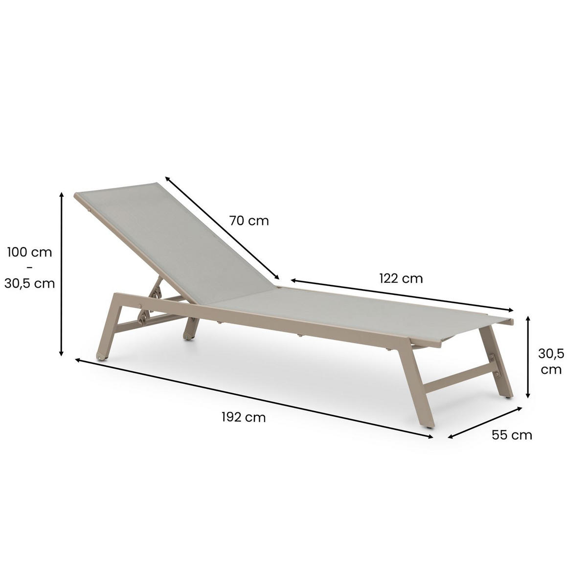 GARTENLIEGE ESPIRITU champagne - Champagner, Textil/Metall (192/31/55cm) - IDIMEX