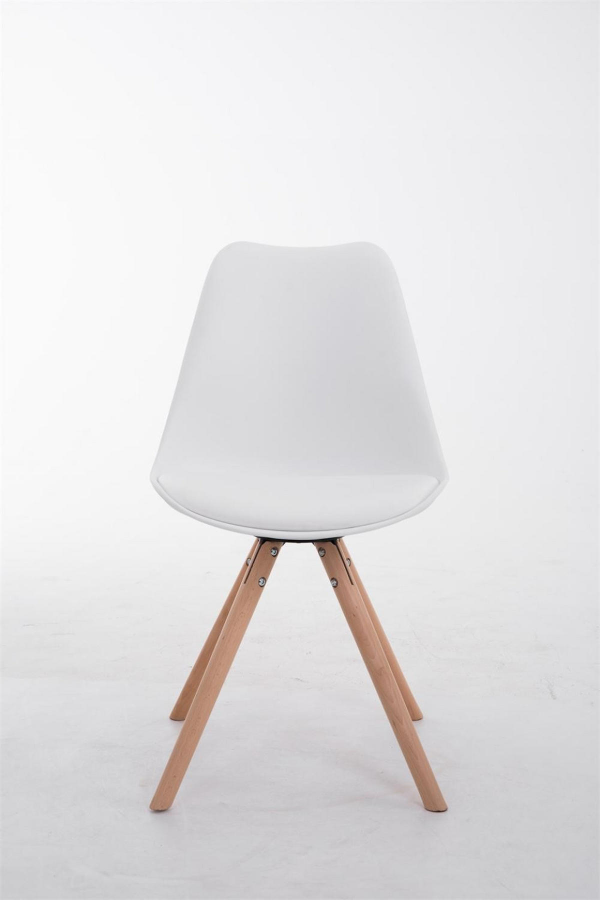 STUHL Lederlook weiß - Eukalyptusholzfarben/Weiß, Holz/Textil (48/83/56cm) - CLP