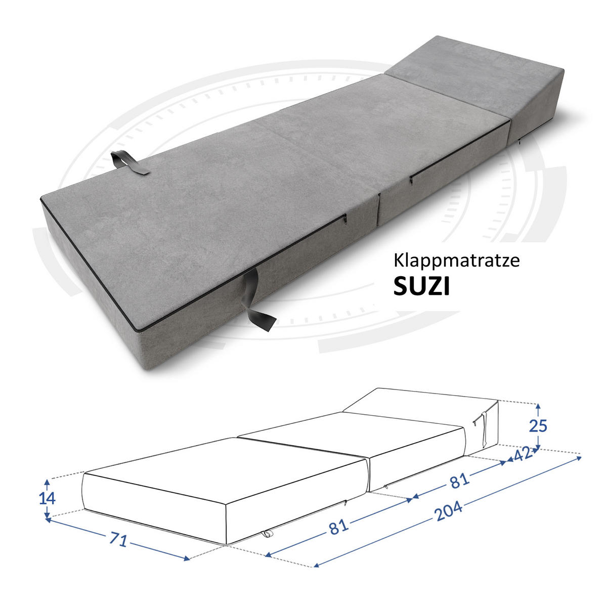 KLAPPMATRATZE SUZI - Grau, Textil (70/200cm) - FDM