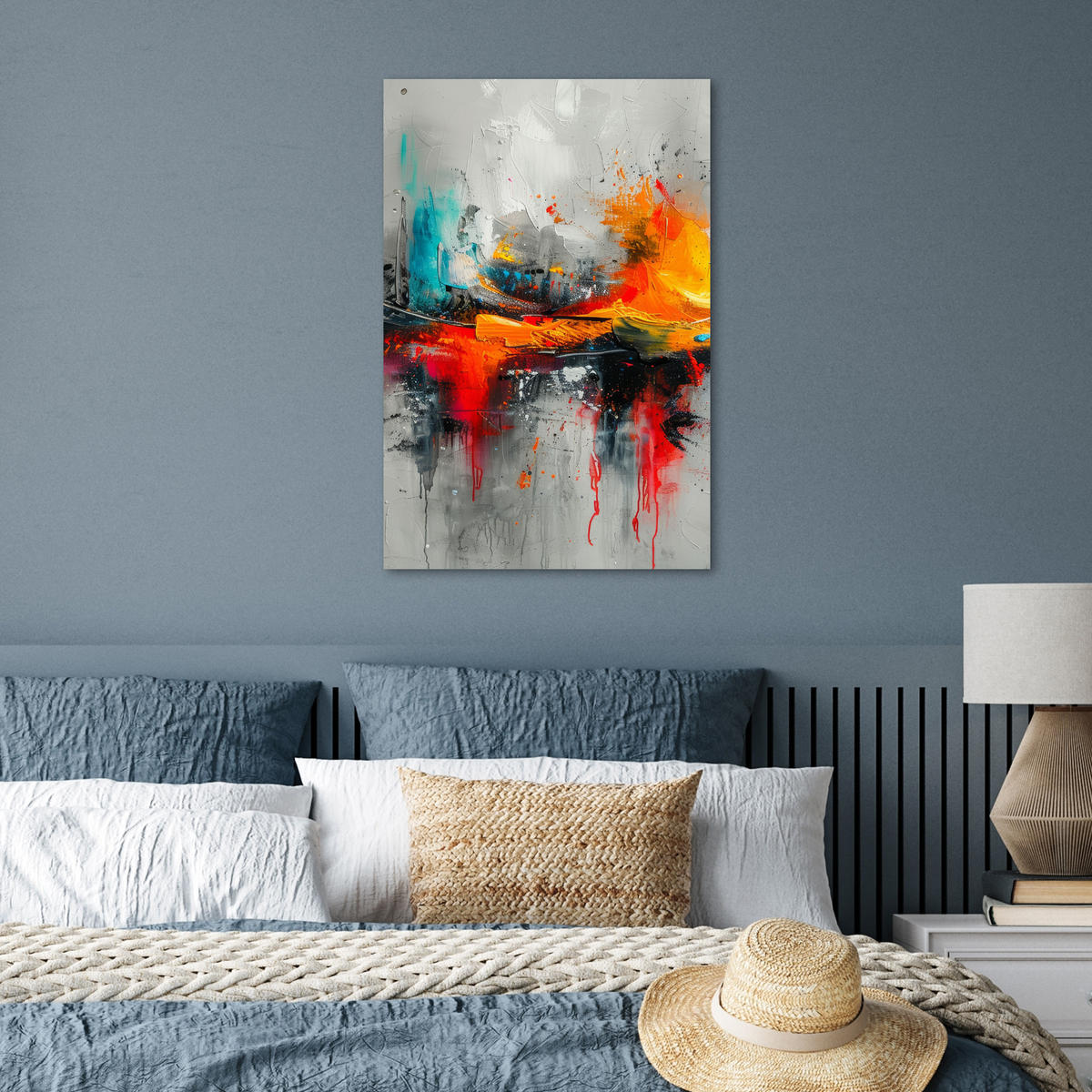 POSTER Moderne Kunst - Orange - Grau - Abstrakt 40x60 cm - Hellgrau, Papier (40/60/0.1cm) - MuchoWow