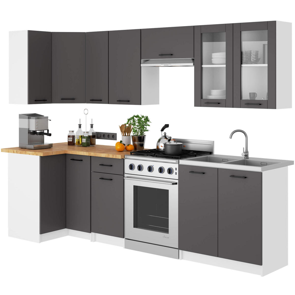 HÄNGESCHRANK Weiß, Graphit Grau 72/80/30,5 - Dunkelgrau/Weiß, Holzwerkstoff (80/72/30cm) - RAUMHIRSCH FURNITURE