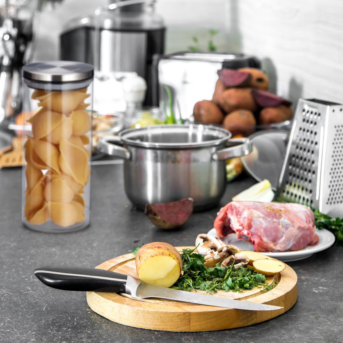 3xVORRATSGLAS - Transparent, Glas/Kunststoff (9.5/22/9.5cm) - Relaxdays