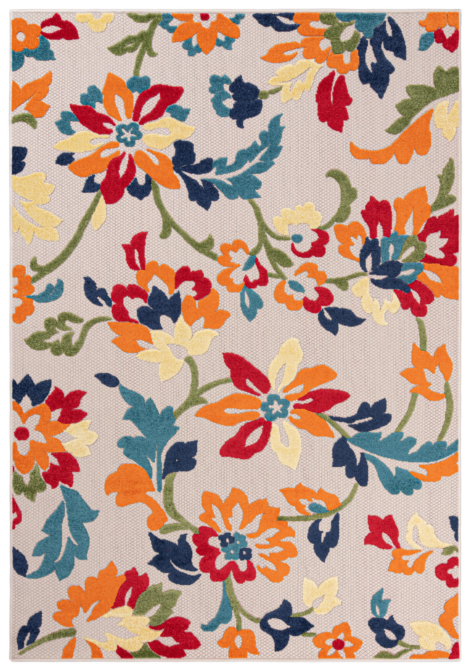 TEPPICH Outdoor Bunte Pflanzlich Kurzflor Rechteckig Moderne - 140x200 cm - Grün, Textil (140/200cm) - Mazovia