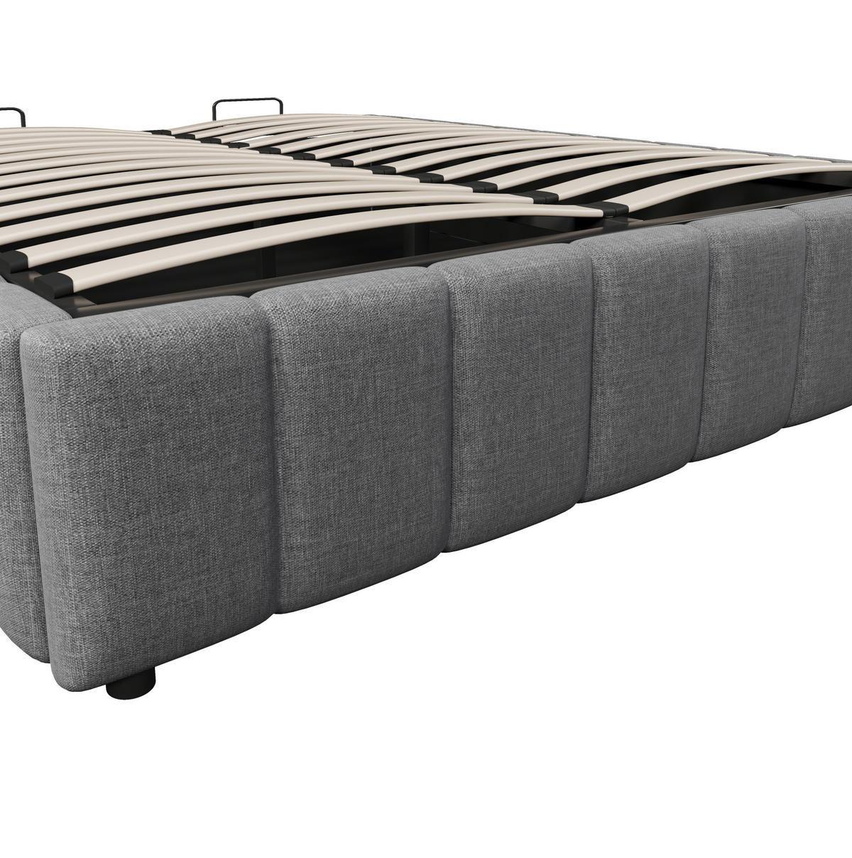 POLSTERBETT 140/200 cm Grau aus Leinen mit hydraulischem Stauraum - Grau, Textil (140/200cm) - OKMYHOME