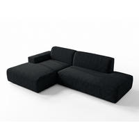 ECKSOFA L Form Didim Duo Dunkelgrau 288/162/80 cm – stilvolle kleine Eckcouch Links - Dunkelgrau/Schwarz, Kunststoff/Textil (288/162cm) - AX Living