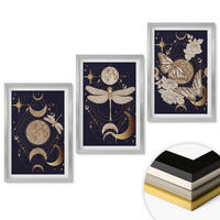 WANDBILDER 3er Set - 40x60 cm Silberner Rahmen - Naturmotive Mondblumen - Silberfarben, Kunststoff (40/60cm) - ArtPrintCave