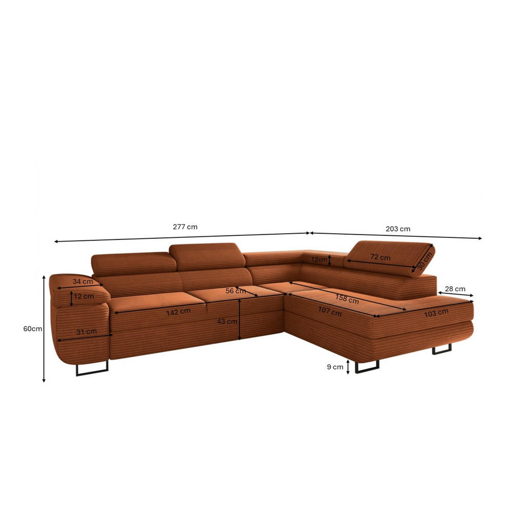 Thumbnail - Kaiser Möbel Ecksofa, Rost, Holz, 7-Sitzer, L-Form, 277x203 cm, Wohnzimmer, Sofas & Couches, Wohnlandschaften, Ecksofas