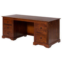 SCHREIBTISCH Akazie 180x80x74 nougat lackiert OXFORD #529 - Dunkelbraun, Holz (80/180/74cm) - Massivmoebel24