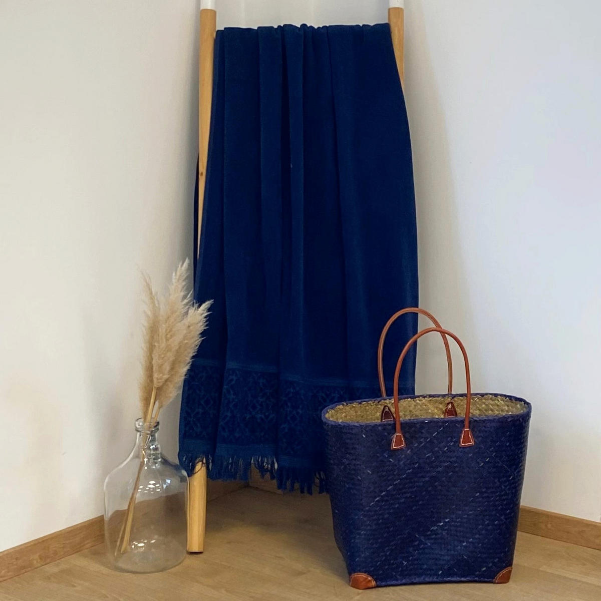 BADETUCH Velours uni Romance Marineblau 90x170 460g/m² - Blau, Textil (90/170cm) - LE COMPTOIR DE LA PLAGE