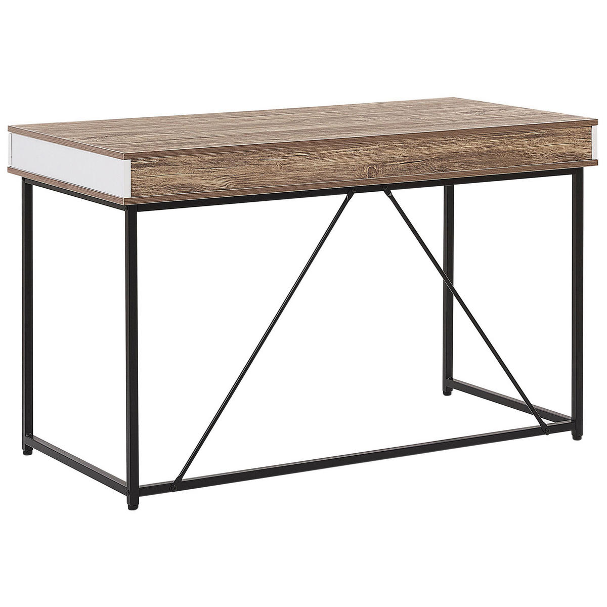 SCHREIBTISCH heller Holzfarbton/weiß 120/60/76 cm Hinton - Hellgrau, Holzwerkstoff (60/120/76cm) - Beliani