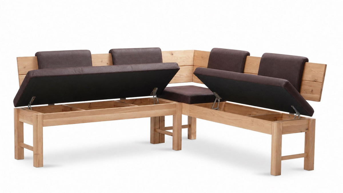 ECKBANK mit Truhe Dyan 2 für 5 Personen Massivholz Wildeiche/Braun - Wildeiche/Braun, Holz (192/167cm) - 58aufmkessel