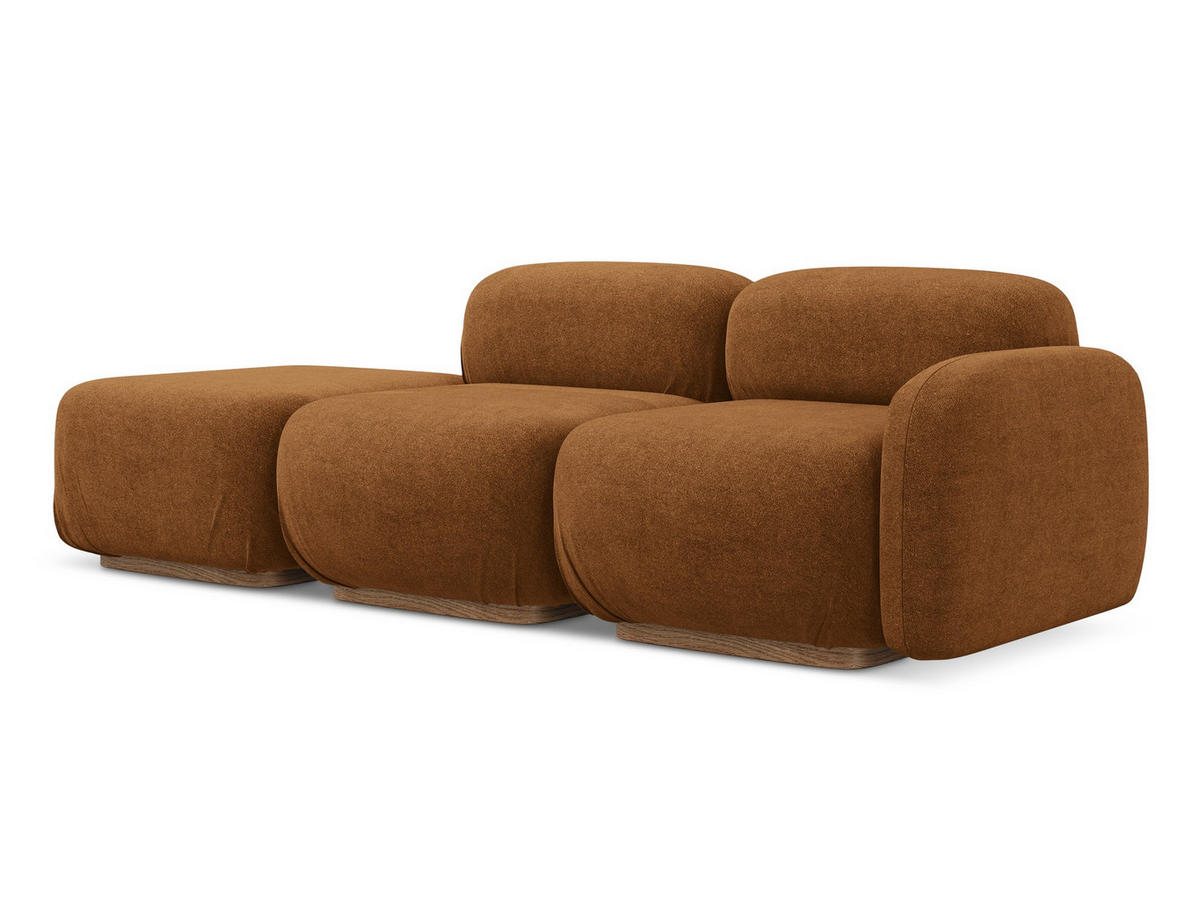 3-SITZER SOFA Bouclé Stoff Orange - Pink/Terra cotta, Holz/Textil (258/73/95cm) - Makamii