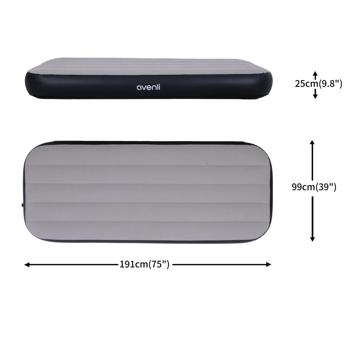 LUFTBETT Luftmatratze Camping BeamRest grau 191x99x25cm - Grau, Kunststoff (99/191cm) - Avenli