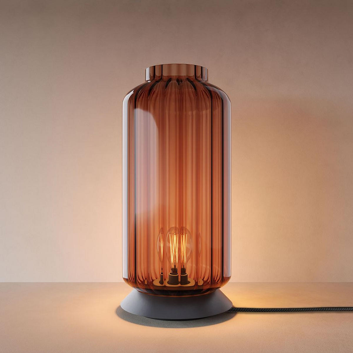 TISCHLAMPE Velo Braun Ø 18cm - Braun, Glas (18/18/36cm) - s.luce