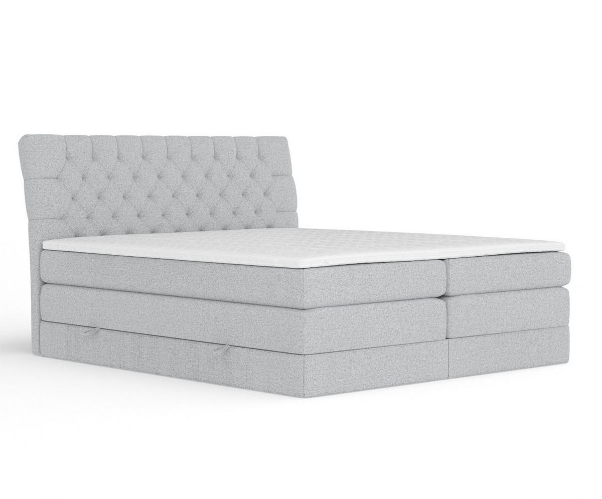 BOXSPRINGBETT Seraphine Hellgrau 140/200 cm - Hellgrau/Schwarz, Holz/Holzwerkstoff (140/200cm) - Maison de Reve