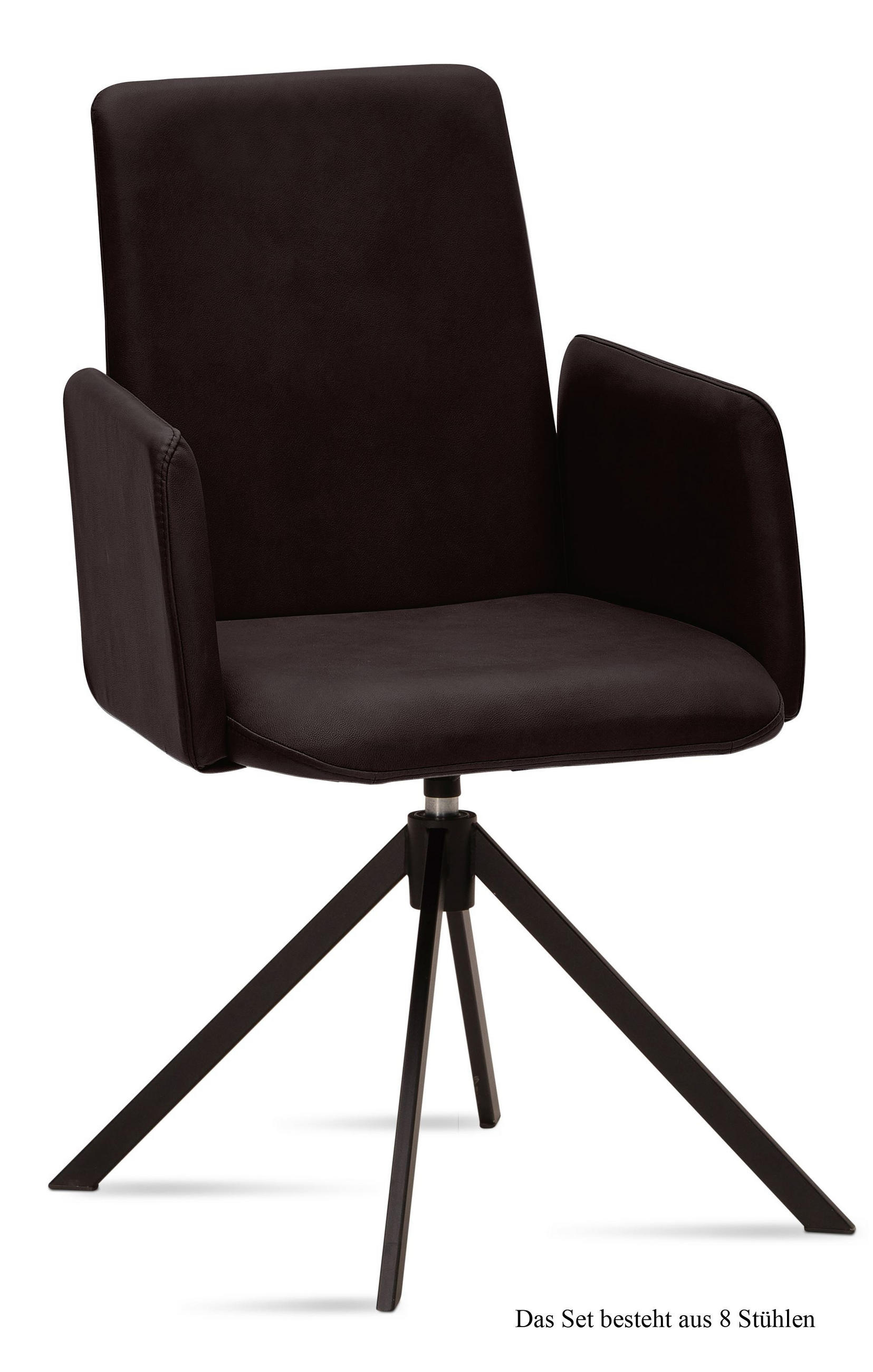 ARMLEHNSTUHL drehbar (8er-Set) Deasia 52x92x60 Schwarz/Espresso - Dunkelbraun/Schwarz, Kunststoff (60/92/52cm) - 58aufmkessel