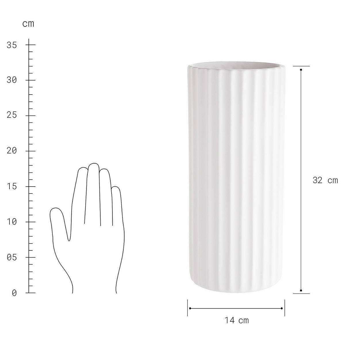 VASE Liv - Weiß, Stein (32cm) - Butlers