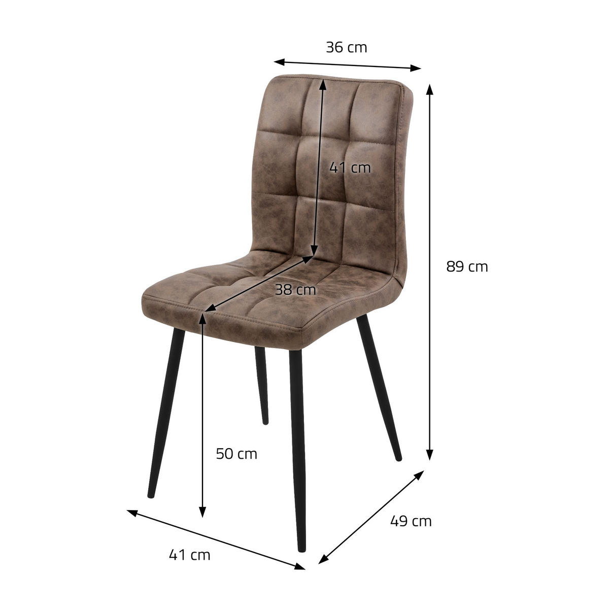 ESSZIMMERSTUHL Braun 4er Set - Braun, Metall (41/89/49cm) - ML-DESIGN