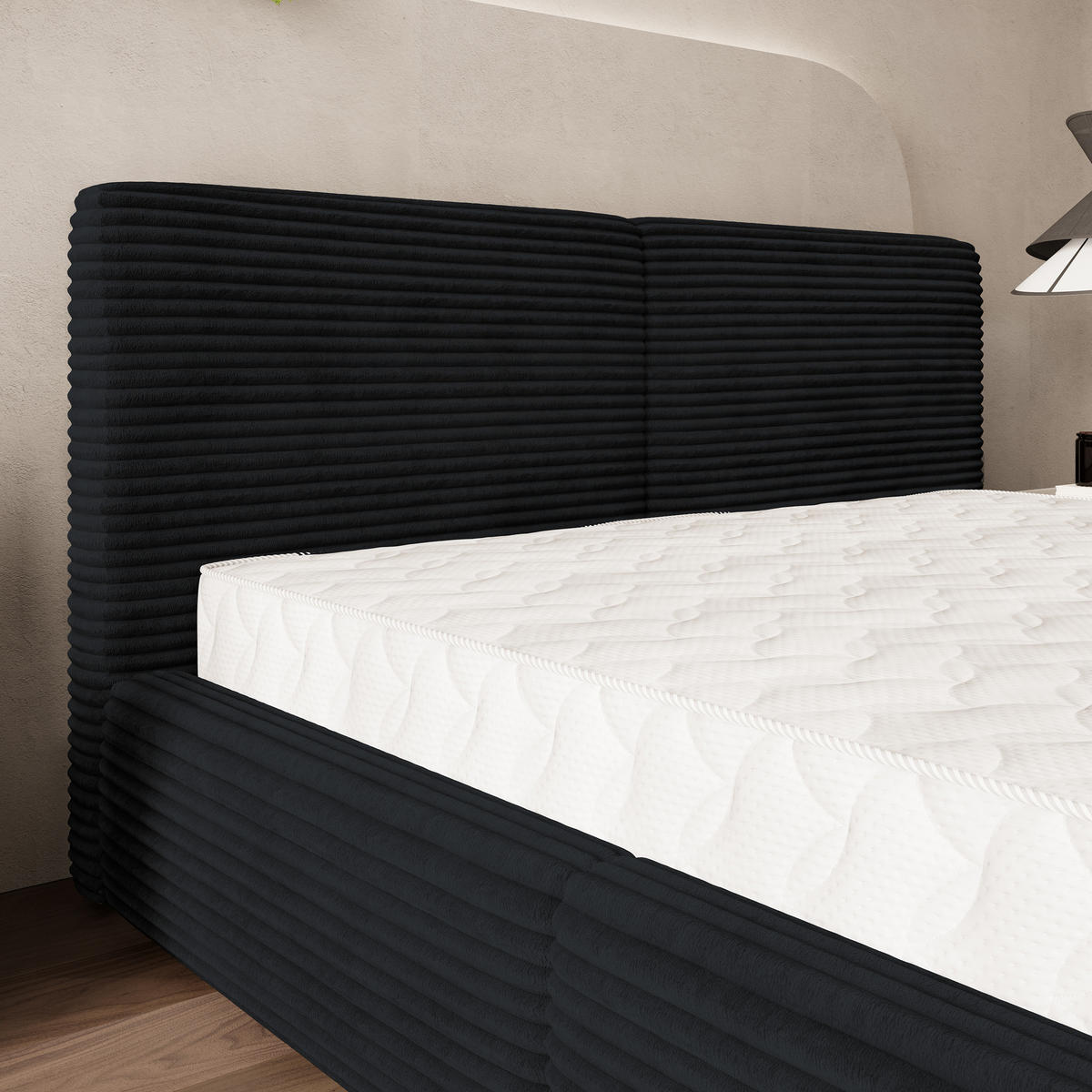 POLSTERBETT FELURO 160x200 cm mit Bettkästen - Schwarz - Schwarz, Holz (160/200cm) - MASSENO