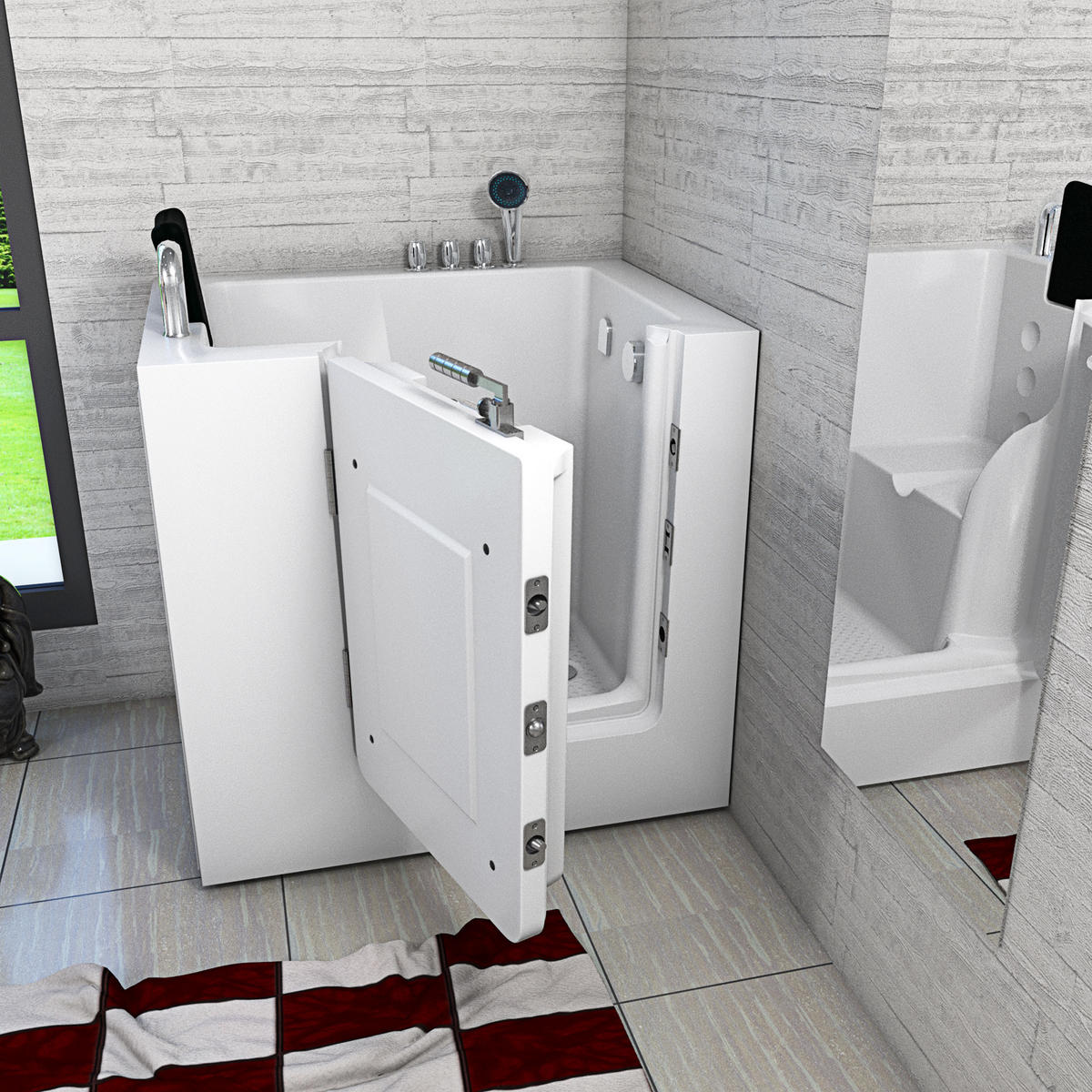 SENIORENWANNE S02-TH-C-L Weiß - Weiß, Glas/Kunststoff (78/113/100cm) - AcquaVapore by Sandra Jentho