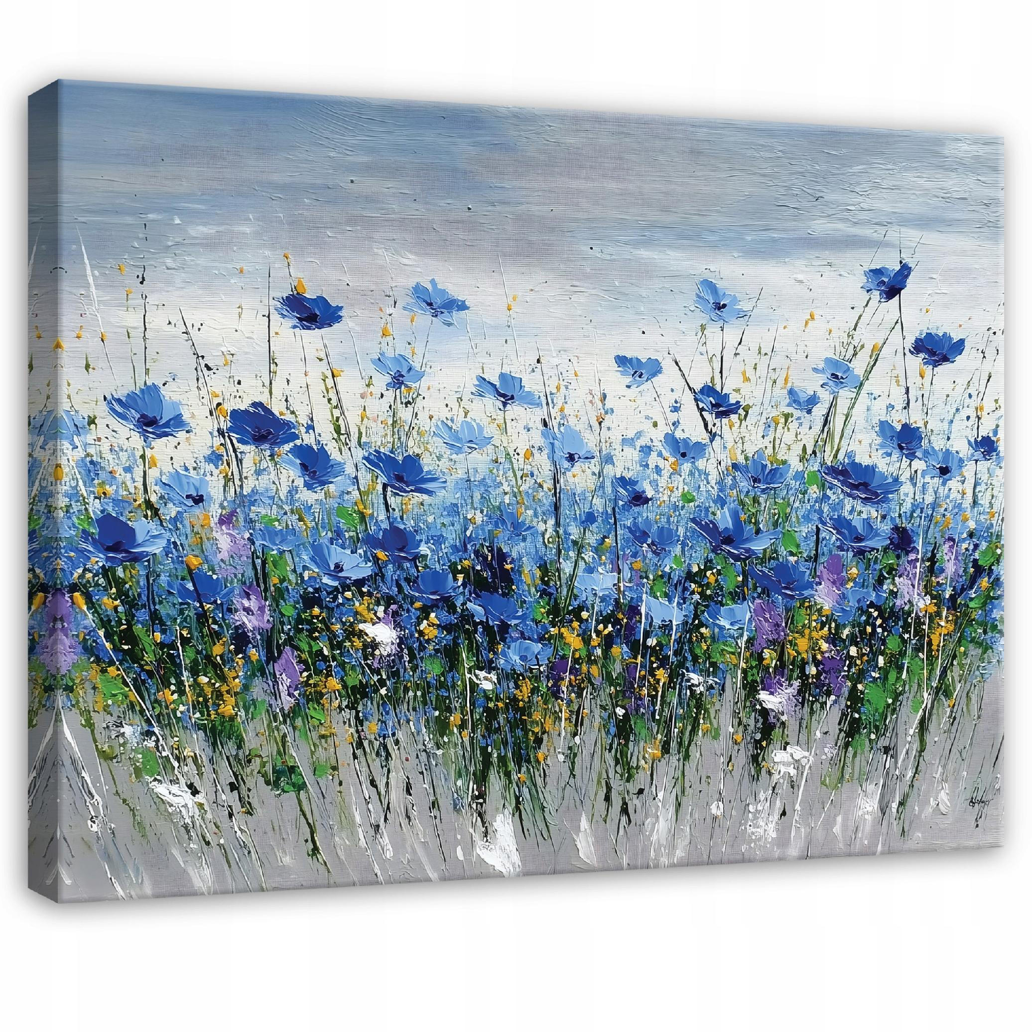 Wallarena PLÁTNO Květiny Akvarel Modrá 120x80 cm