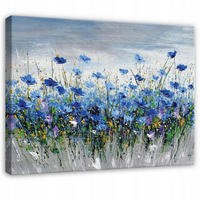 LEINWANDBILD Blumen Aquarell Blau 100x70 cm - Multicolor, Holzwerkstoff (100/70cm) - Wallarena