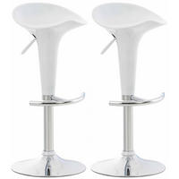 BARHOCKER 2er Set Kunststoff weiß - Chromfarben/Weiß, Kunststoff/Metall (37/87/37cm) - CLP