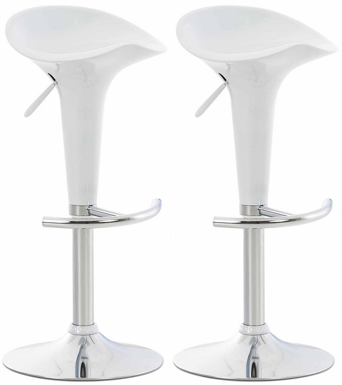 BARHOCKER 2er Set Kunststoff weiß - Chromfarben/Weiß, Kunststoff/Metall (37/87/37cm) - CLP