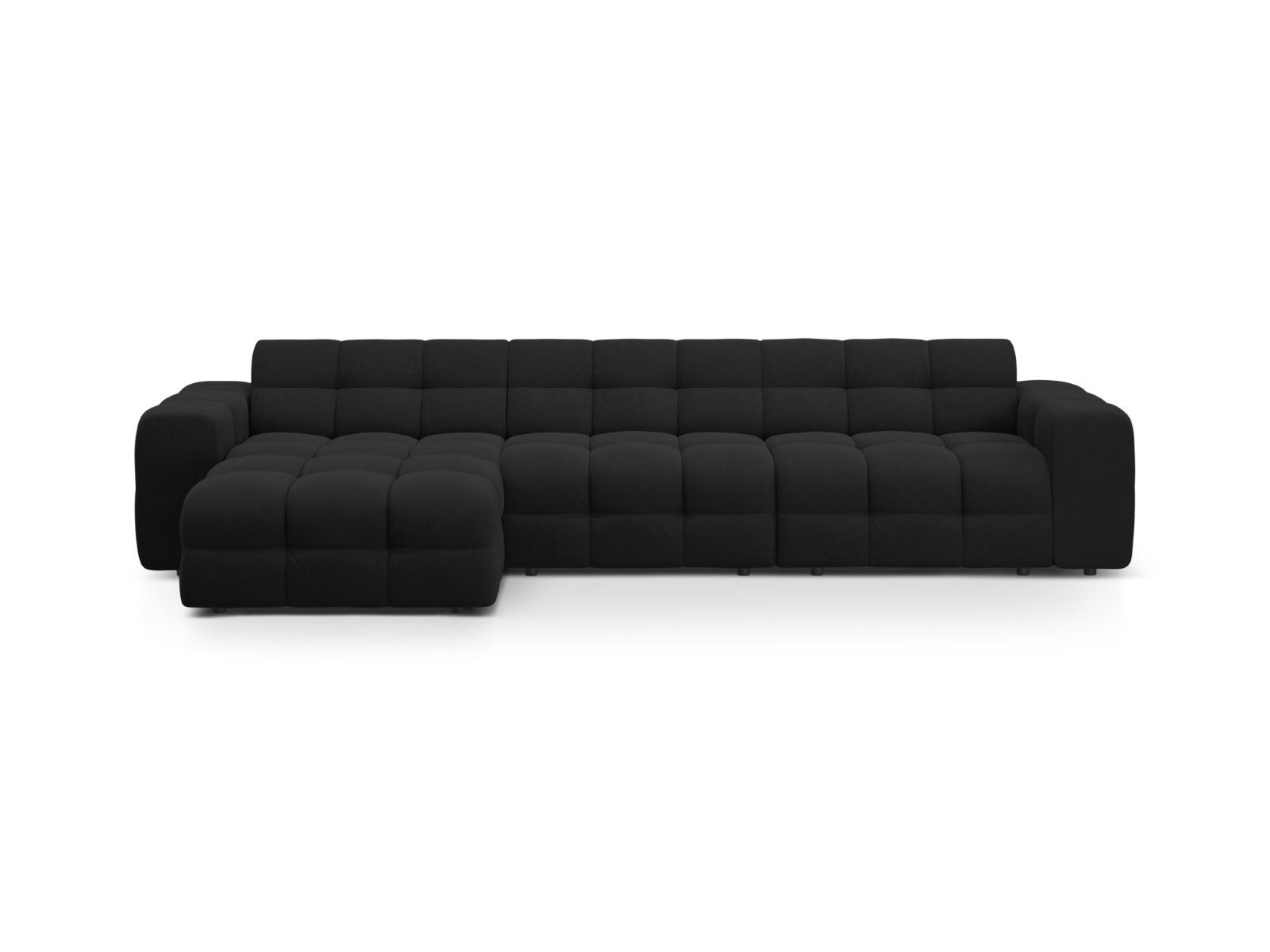 ECKSOFA links Kendal aus strukturiertem Stoff schwarz 5 Sitzplätze - Schwarz, Textil (173/357cm) - Micadoni