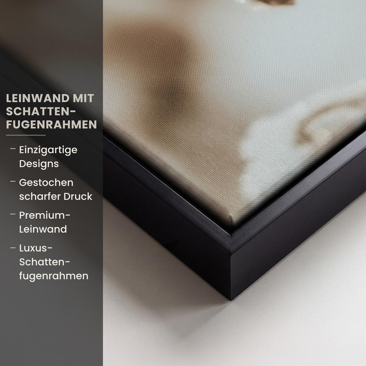 LEINWAND Bilder mit Rahmen - Blumen - Winter - Weiß - Schnee - Beige - 50x50 - Creme, Textil (50/50cm) - MuchoWow