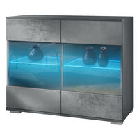 KOMMODE Bari Beton Dunkel Optik - Dunkelgrau, Holzwerkstoff (92.5/75.5/35cm) - Vladon