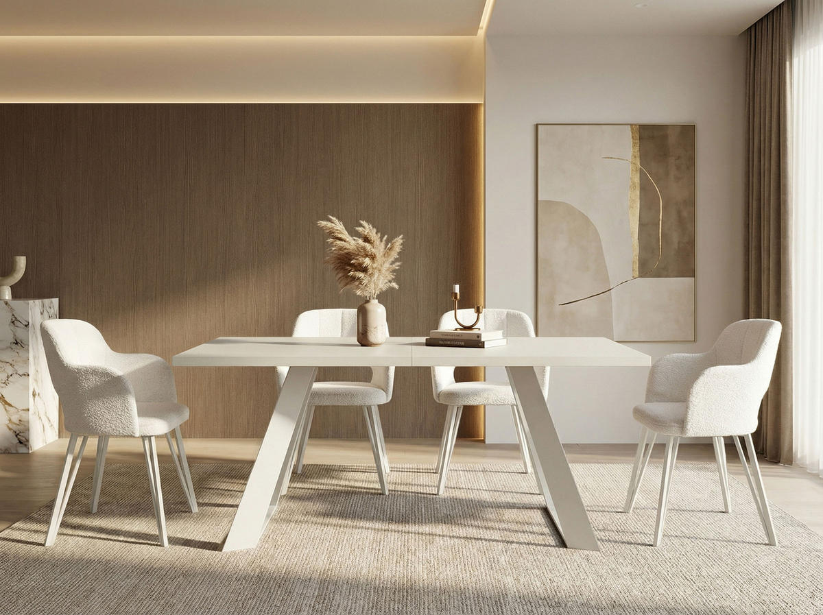 ESSTISCH Colter Weiß rechteckig ausziehbar, Weiß 140-240/80/76 cm - Weiß, Holzwerkstoff/Metall (140/80/76cm) - WFL GROUP