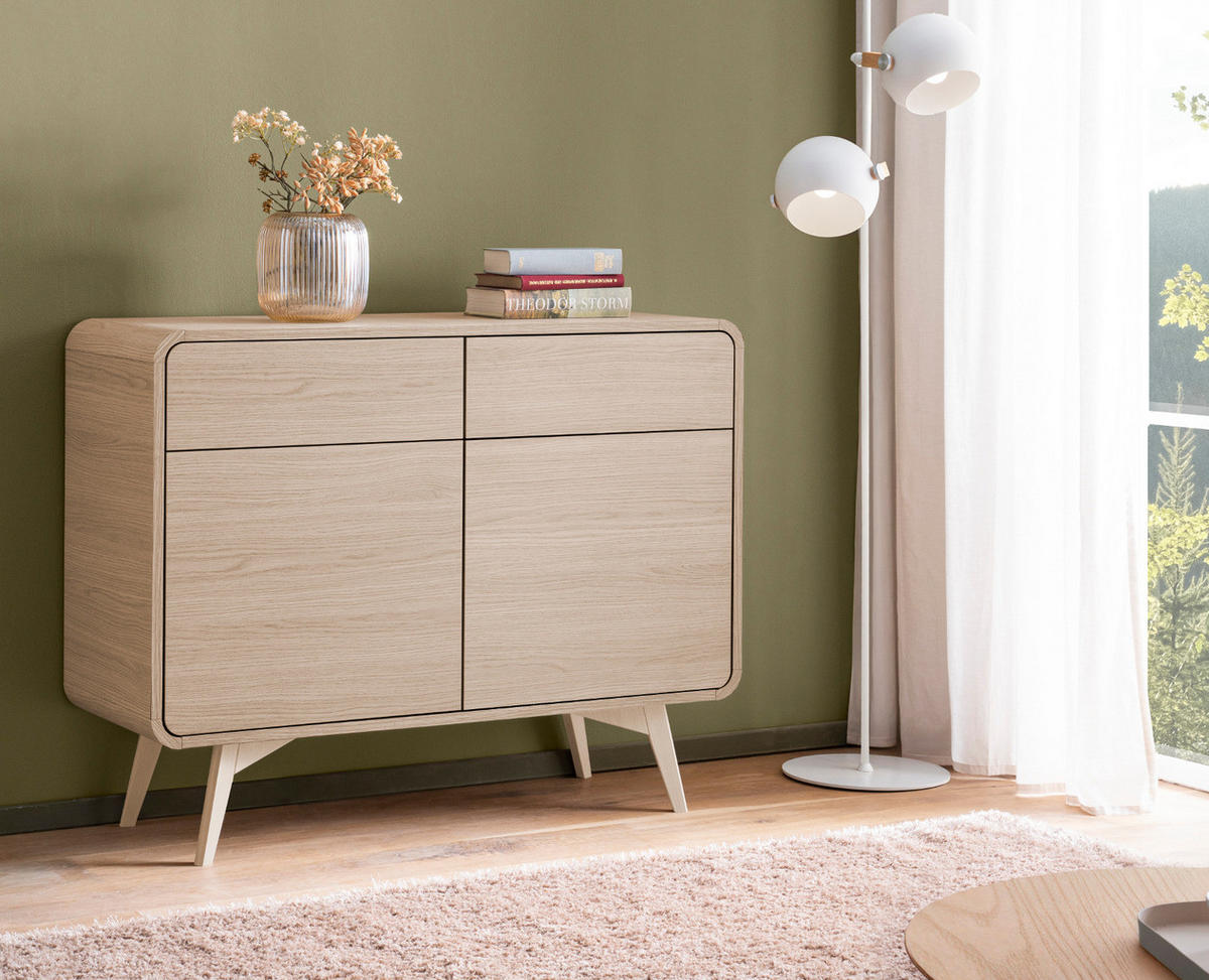SIDEBOARD Eiche natur skandinavisch 108 cm, Kommode mit Push-to-Open - Eichefarben, Holz/Holzwerkstoff (108/84/39cm) - Furn.Design