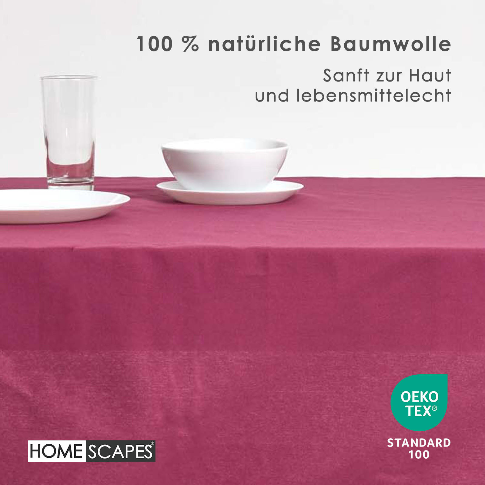 TISCHDECKE weinrot 137/137 cm, 100% Baumwolle - Weinrot, Textil (137/137cm) - Homescapes