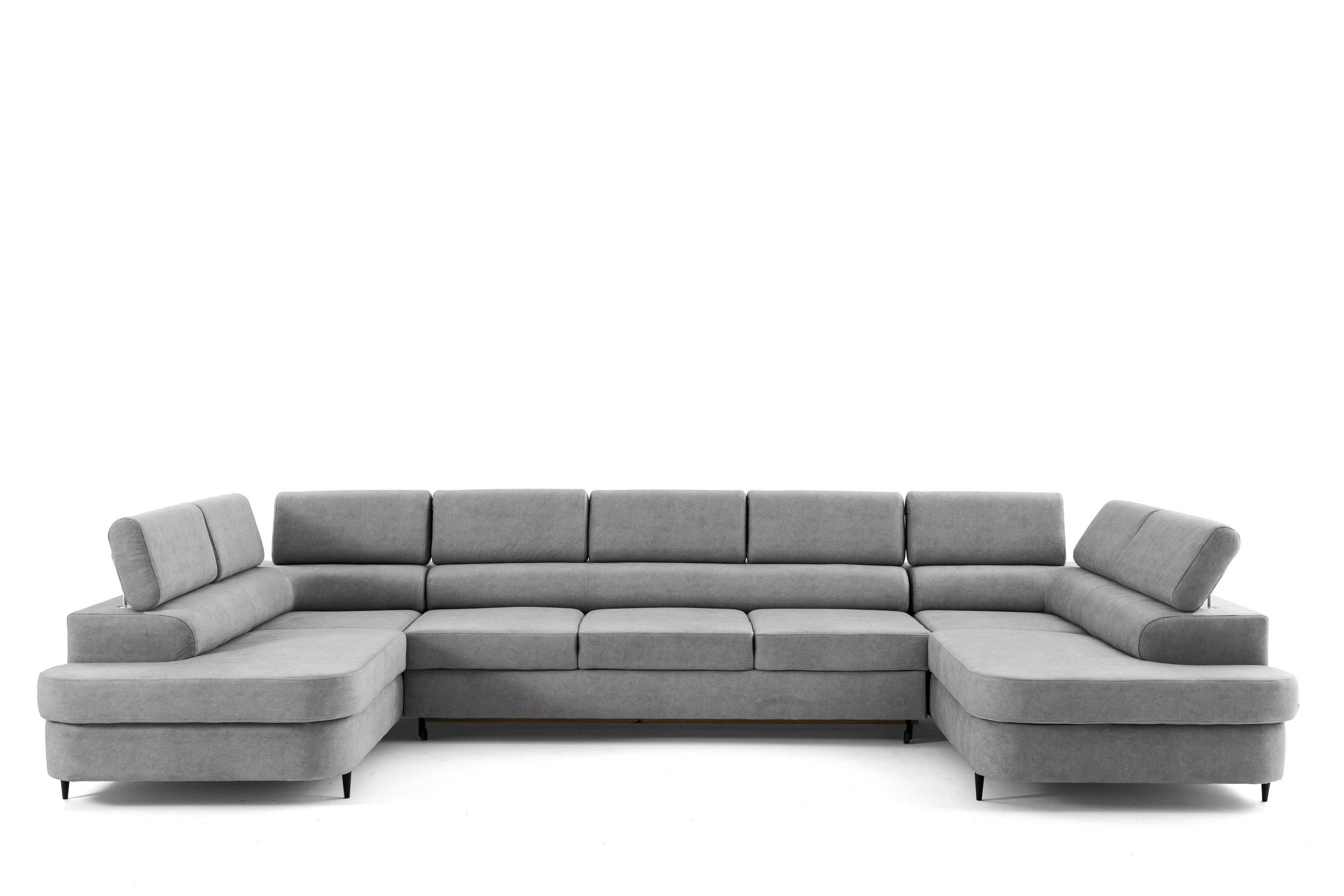 ECKSOFA U-Form PRIAM MAXI U2 XXL Ecksofa U-form 400 cm mit Schlaffunktion, 2 Bettkästen & Kopfteilverstellung Hellgrau - Hellgrau, Holz/Textil (400/91/203cm) - Muffo
