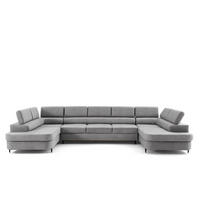 ECKSOFA U-Form PRIAM MAXI U2 XXL Ecksofa U-form 400 cm mit Schlaffunktion, 2 Bettkästen & Kopfteilverstellung Hellgrau - Hellgrau, Holz/Textil (400/91/203cm) - Muffo
