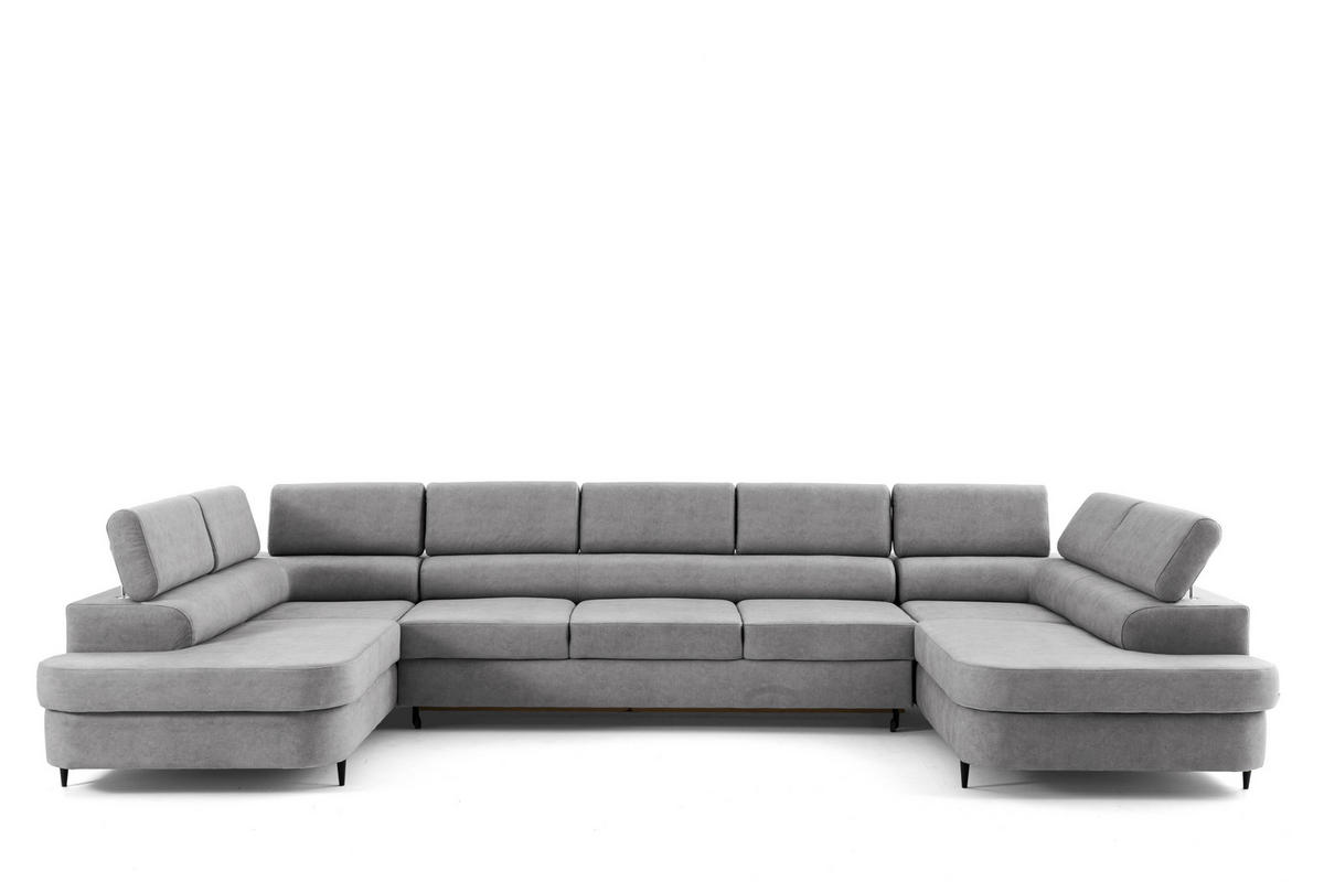 ECKSOFA U-Form PRIAM MAXI U2 XXL Ecksofa U-form 400 cm mit Schlaffunktion, 2 Bettkästen & Kopfteilverstellung Hellgrau - Hellgrau, Holz/Textil (400/91/203cm) - Muffo