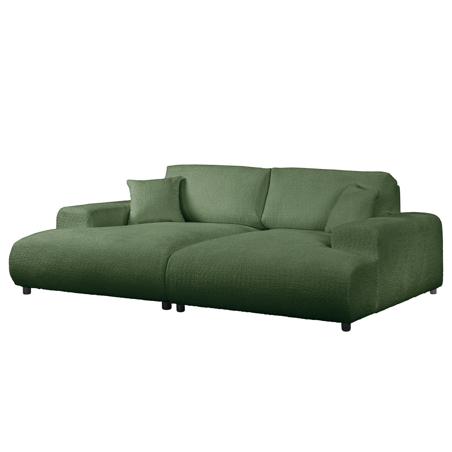 BIGSOFA - Dunkelgrün/Schwarz, Kunststoff/Textil (237/79/144cm) - home24