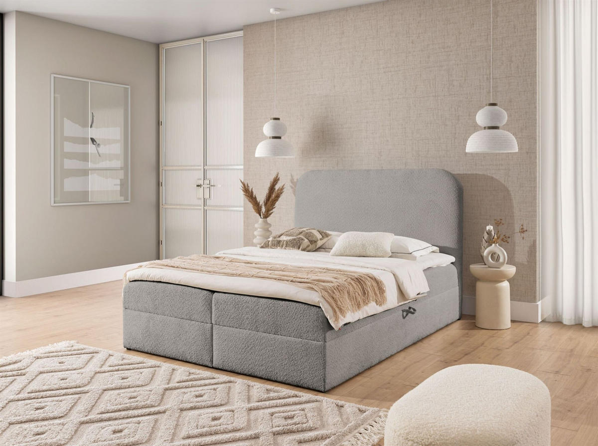BOXBETT Amador In überlänge - Grau, Holzwerkstoff/Textil (200/220cm) - Fun Möbel