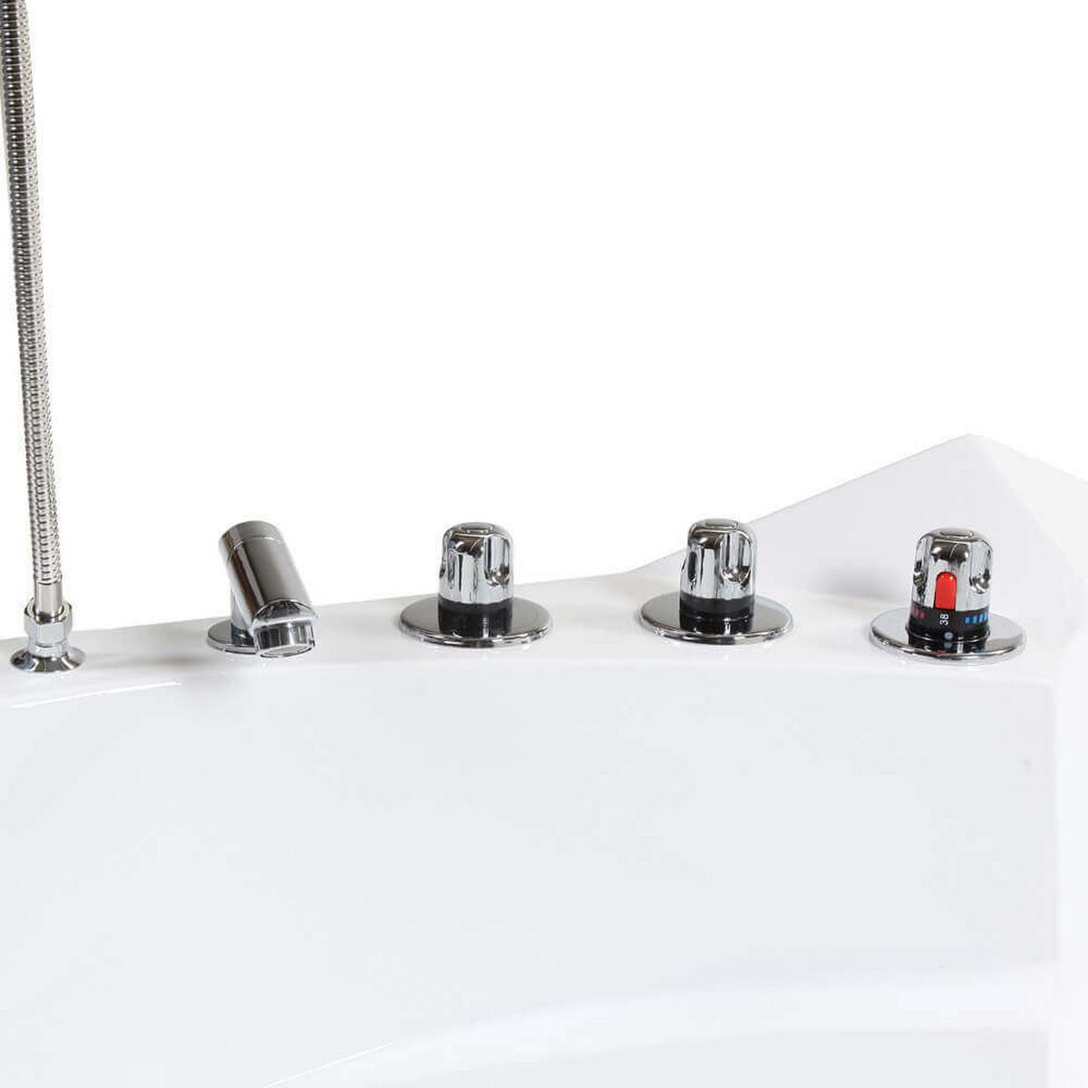WHIRLPOOL Badewanne mit Lichttherapie LAGUNA L - 157 x 157 cm - Weiß, Keramik (157/65/157cm) - Home Deluxe