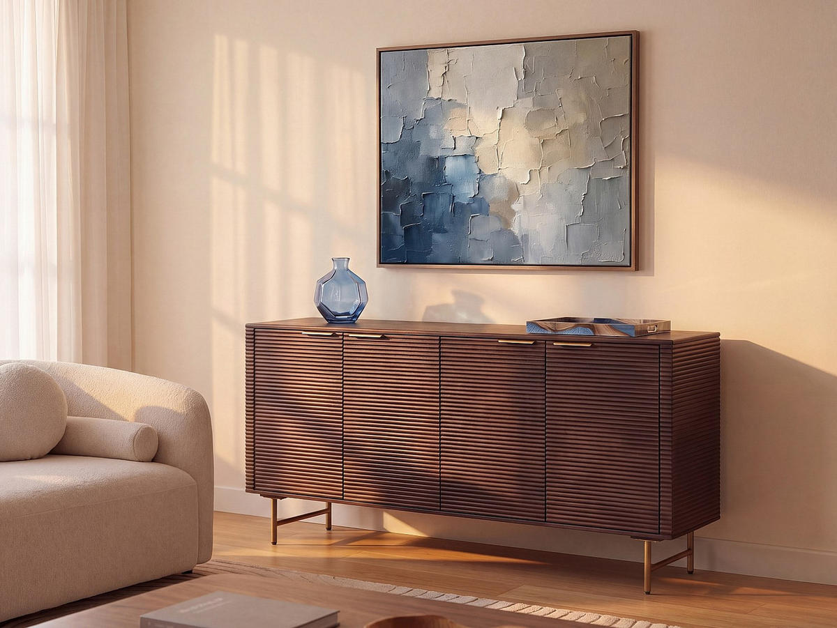 SIDEBOARD - 160 x 40 - holz - naturfarben dunkel Sordana - Naturfarben, Holz/Metall (160/78/40cm) - Vente-Unique
